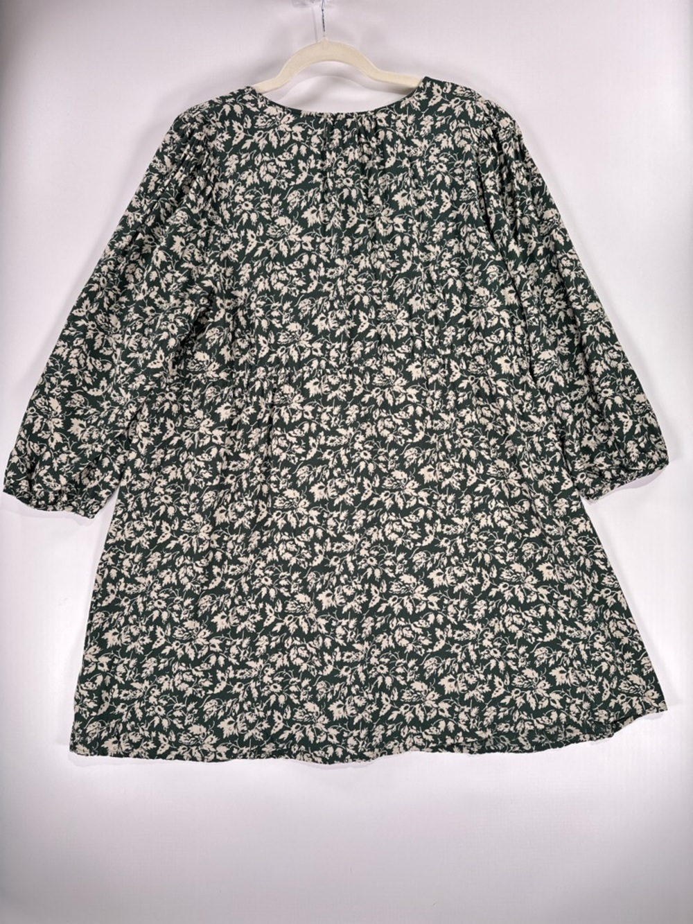 Madewell Tiered Mini Dress XL Dark Green Floral Babydoll - Picture 9 of 11